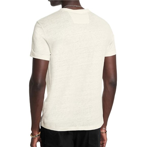 John Varvatos Men's Short Sleeve Floral Skulls Linen Graphic Crew T-Shirt Salt - Picture 5 of 6